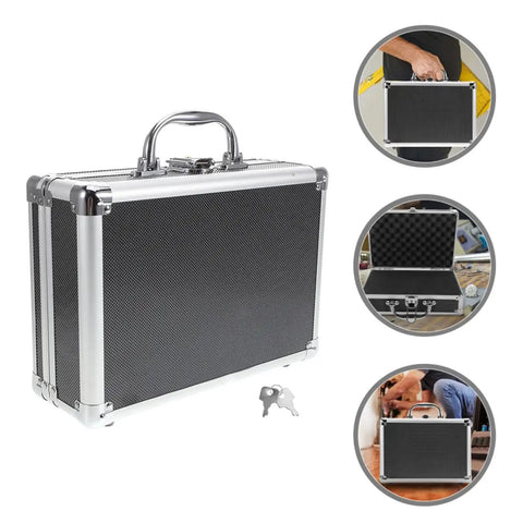 Rugged Aluminum Tool Case With Sturdy Handle, Large Capacity All-In-One Storage Box For Tools, Travel Ready DIY Projects, Heavy-Duty Organizer