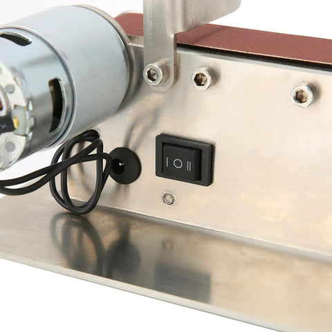Fafeicy 200W Mini Belt Sander With Adjustable Speed 9000Rpm And Durable Brass Core Motor control panel showing motor and switch.