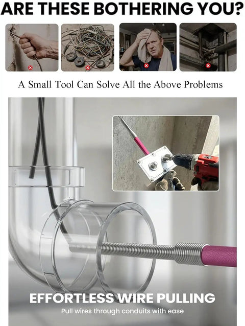 No Sweat Professional Electrician Wire Pulling Assistant Brushless Wireless Handheld Cable Feeder in use for effortless wire pulling.
