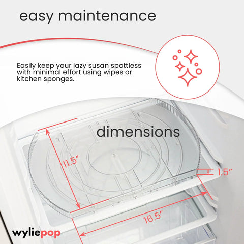 Rectangular Refrigerator Lazy Susan With 360 Degree Turntable, Game Changer For Fridge Organization And Pantry Storage, Space Saving Pull Out Shelf For Easy Access, Dimensions 16.5 By 11.5 By 1.5 Inches