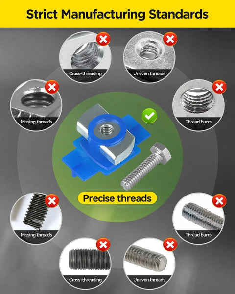 Heavy Duty One Quarter Twenty Thread Strut Channel Squeeze Nut And Bolt Combo Kit featuring precise threading and no defects.