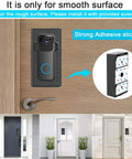 Adhesive Door Mount for Blink Video Doorbell No Drill Mounting Bracket With 360 Degree Coverage Protection Hidden Security Screw Keeps Your Doorbell Safe and Secure Works With Blink and Other Compatible Models shown installed on a door.