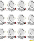 12 Pack 4 Inch Canless Gimbal LED Recessed Lights With 5 CCTs 2700K 3000K 3500K 4000K 5000K Dimmable 630 Lumen Adjustable Eyeball