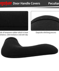 4 Pack Tough Neoprene Door Handle Covers Rock Solid Weatherproof Shield showing black rubber material and stitching detail.