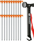 20 Piece Tent Stakes With Camping Hammers Rustproof 7.1 Inch Galvanized Steel Tent Pegs Ground Stakes Kit with hammer