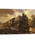 Framed Vintage Steam Train Wall Art Canvas Print for Living Room, Office, and Bedroom Decor, Classic Locomotive Railway Picture in 8 By 12 Inch Size, Rustic Cozy Home Vibe.