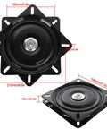 Kickass Heavy Duty 8 Inch Bar Stool Swivel Plates Replacement Built Like A Tank For Smooth 360 Rotation And 500 Lb Capacity On Kitchen Counters Zero Rust Or Wobble Ever, showing black coated steel mounts with dimensions.