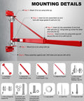 Usyato Wall Mount Jib Crane, 660 Lbs Electric Scaffolding Lift Hoist Support Arm installation guide diagram with labeled parts.