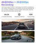 A229 Pro 4K HDR Dash Cam With Dual STARVIS 2 Sensors IMX678 And IMX675 Front 4K And Rear 2K Car Camera HDR Video Voice Control.