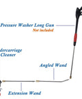 Grime Busting 16 Inch Pressure Washer Undercarriage Cleaner With Extension Wand Bundle showing assembly with angled wand