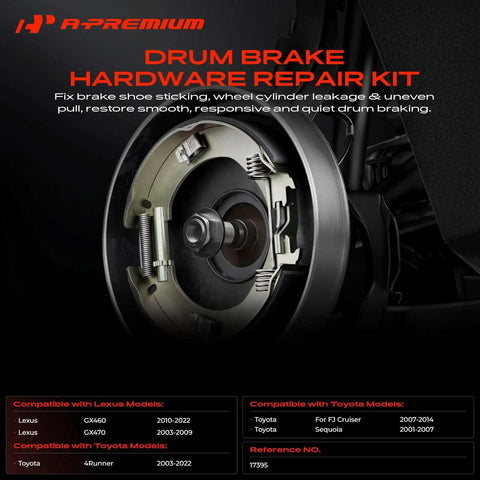 Premium Brake Caliper Hardware Kit Direct Replacement For Toyota 4Runner And Lexus GX460 Rear Parking Brake Set Includes 34 Essential Parts; drum brake hardware repair kit