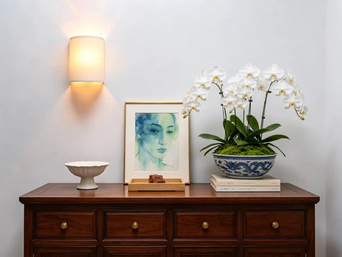 White Fabric Boho Wall Sconce For Hallways And Stairwells 1 Light Vanity Indoor Hardwired Modern Wall Mount Retro Vintage Interior Lamp