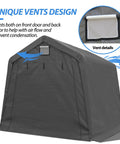 Tough As Nails 10 By 10 Outdoor Portable Storage Shed With Heavy Duty Steel Frame and Roll Up Door featuring unique vent design.