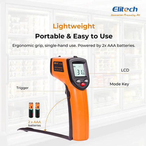 Non-Contact Infrared Temperature Gun With Laser Targeting, Adjustable Emissivity, Backlit Display, Handheld Digital Thermometer DIT-220