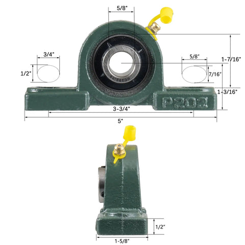 Heavy Duty Pillow Block Mounted Ball Bearing UCP202-10 With Five Eighth Inch Bore Self Aligning Cast Iron Housing Pre Lubricated