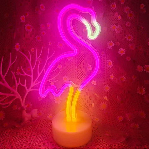 Pink Flamingo LED Neon Light Sign For Bedroom And Girls Room Decor USB Or Battery Powered Night Light On Stand Totally Cute Flamingo Neon Lamp With Warm Glow And Multicolor Accent Perfect Desk Or Tabletop Accent