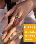 Hands wearing rings using All In One Ring Sizer Kit With Belt And 12 Ring Size Guards For Loose Rings, Invisible Guards And Spacer Tightener.