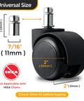 2 Inch Office Chair Caster Wheels For Smooth As Butter Rolling Experience Universal Fit Heavy Duty Gaming And Office Desk Setup Silent Glide showing universal size and 11mm stem.