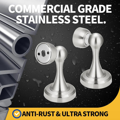 Magnetic Door Stop Heavy Duty Stainless Steel Anti Rust Premium Door Stopper With Wall And Floor Mount Matte Finish