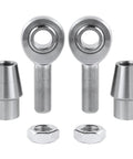 Five Eighths Inch Heim Joint Rod End Kit With Left And Right Hand Threads, Jam Nut, Tube Adapters For 0.790 Inch ID Tube, Heat Treated Chromoly, Hard Chrome Plated Finish, Heavy Duty Performance, Max Load 17,955 Lbs., rod ends, jam nuts, and tube adapters