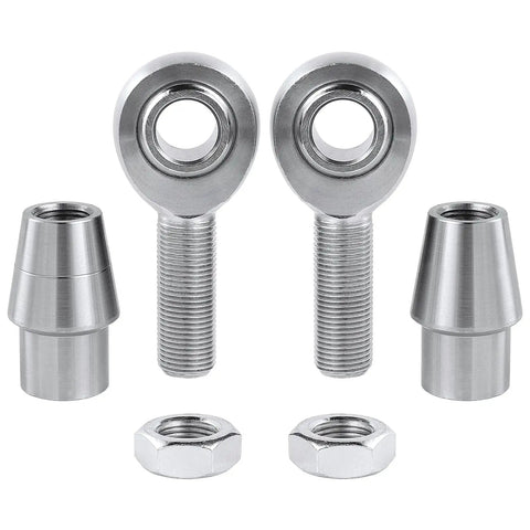 Five Eighths Inch Heim Joint Rod End Kit With Left And Right Hand Threads, Jam Nut, Tube Adapters For 0.790 Inch ID Tube, Heat Treated Chromoly, Hard Chrome Plated Finish, Heavy Duty Performance, Max Load 17,955 Lbs., rod ends, jam nuts, and tube adapters