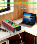 1000 Watt Power Inverter 12V Dc To 120V Ac Converter For Cars Trucks Rvs Camper Vans on desk powering devices with dual USB ports.