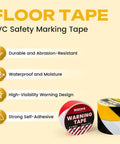 Built Tough Industrial Caution Tape For Warehouse Floors That Crush Resists Forklifts And Waterproof Construction While Delivering Long Haul Safety Strips For Factories And Parking Lots Daily, PVC safety marking tape rolls.