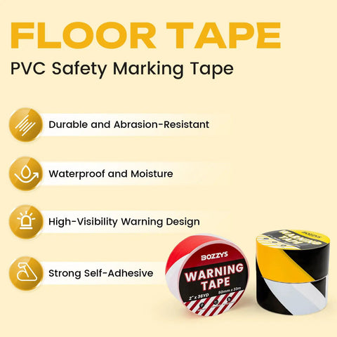 Built Tough Industrial Caution Tape For Warehouse Floors That Crush Resists Forklifts And Waterproof Construction While Delivering Long Haul Safety Strips For Factories And Parking Lots Daily, PVC safety marking tape rolls.