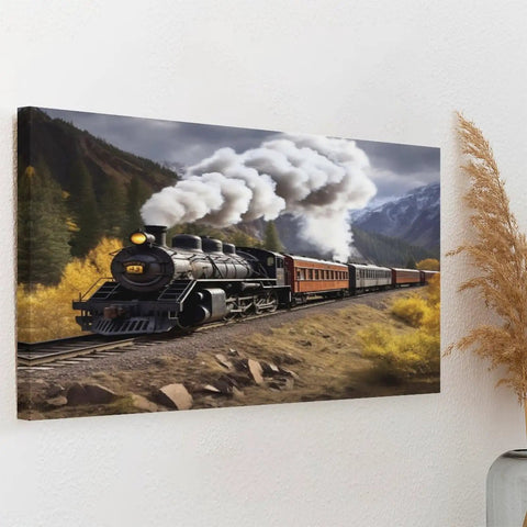 Steam Locomotive Train Canvas Wall Art for Living Room and Bedroom Decor, vintage landscape prints in HD on a framed canvas