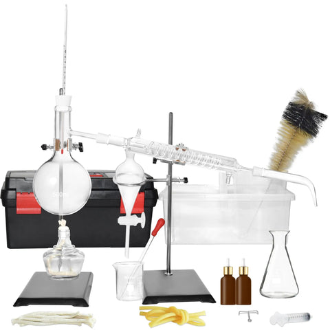 DIY Distiller Kit For Essential Oils Moonshine And Alcohol Making, Glass Distillation Set With 22 Piece Lab Grade Apparatus