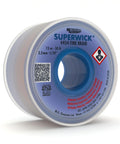 Desoldering Wick Fine Braid With RMA Rosin Flux 50 Feet Long 0.1 Inch Wide Blue Desoldering Braiding spool front view