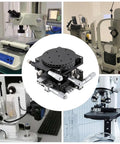 Manual Linear Position Stage With R Axis For Precision Lab And Workshop Use, Desktop Sliding Table Sized 90mm By 90mm centered among lab equipment