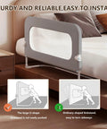 47-Inch Toddler Bed Rail For Crib To Big Kid Beds, Universal Fit, reinforced steel frame with safety mesh on king size bed