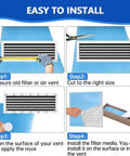 Installation guide for Air Vent Filter Roll 12x90 Cut To Fit MERV 8 Triple Filtration Electrostatic Vent Filter For Home HVAC