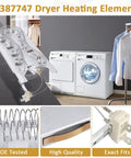 5400 Watt 240 Volt Dryer Heating Element Replacement For Major Brands Like Kenmore Amana Jenn Air Magic Chef Maytag AP6008281 3387747 Non OEM Replacement Part, shown with laundry machines background