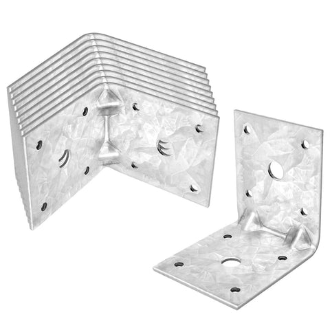 10 Pack L Right Angle Brackets For Wood Built Tough Galvanized Steel Corner Braces, 2-3/8 By 2-7/8 By 2-7/8 Inches, Hot Dip Galvanized