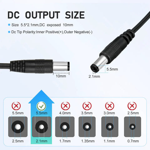 10 Pack 12V DC LED Power Supplies 24W 2A Switching Adapters From 120V AC To 12V DC For LED Strip Lights With 5.5mm By 2.1mm Female Barrel Connectors Great For High Output LED Projects, 5.5x2.1mm tip