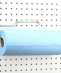 One Handed Tear Pegboard Paper Towel Holder, Stainless Steel, Hooks to Any Pegboard, Easy Grab Paper Towels in Kitchen