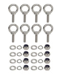Beefy Stainless Steel Eye Bolts Set For RV And Boat, Heavy Duty Hanger Kit With Washer And Nylon Nut, Easy To Use Lifting Or Hanging Hardware, M10 Size, Ideal For Construction, Vehicles, And Marine Gear, shown with washers and lock nuts