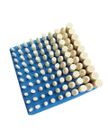 Set of 100 Pro Grade Wool Bobs for Rotary Tools arranged on blue board, for polishing and cleaning hard materials
