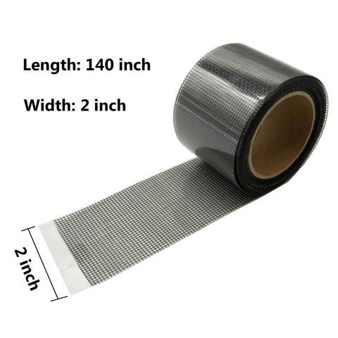 2 Inch By 140 Inch Screen Repair Kit With Fiberglass Tape For Door And Window Screens Waterproof Adhesive Patch That Goes On Easy For Tears And Holes In Black 11 Feet 7 Inches Long