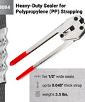 Regular Duty Sealer And Crimper For 1/2 Inch PP Strapping, Heat-Treated Durable Tool With Ergonomic Long-Handle Design, Easy Seal Closure For Quick On-Site Packaging. C-3004 manual tool for 1/2 inch PP straps