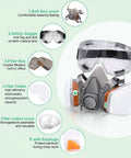 Reusable Half Facepiece Respirator Kit With Safety Goggles And Filter Boxes Eight 5N11 Filters And Earplugs For Dust And Organic Vapors Epoxy Resin Welding And Woodworking Protection