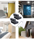 Barn Door Roller Stopper Hardware Set 2Pcs For 41x7mm Flat Track Sliding Doors Black Catches With Wrench To Limit Door Movement Durable Zinc Alloy Construction For Household Home Use