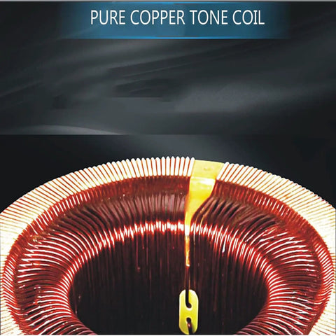 Heavy Duty Voltage Stabilizer And Automatic Voltage Regulator With Surge Protection Power Conditioner For Home Appliances 5000Va Single Phase Ac Controller Flame Retardant Housing showing pure copper tone coil close-up.