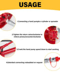 Industrial Grade 10 Ton Hydraulic porta power pack usage instructions for connecting and using hand pump with chrome plunger.