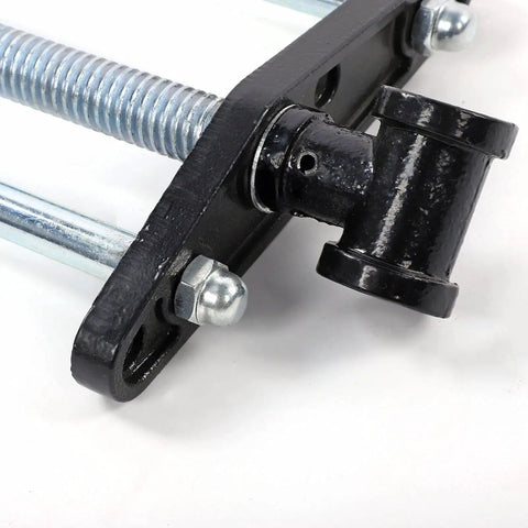 Close-up of Heavy Duty Steel Front Mount Shop Vise for Workshop Bench Clamping and Woodworking Projects, showcasing the steel mounting components.
