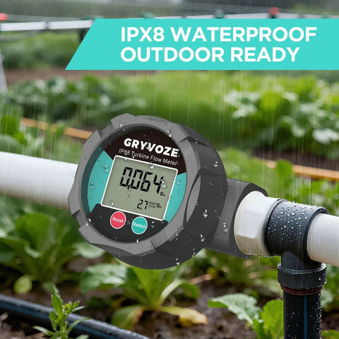 Waterproof 1-Inch Corrosion-Resistant Flow Meter With PTFE Coating installed in outdoor pipeline