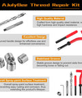 Helicoil Thread Repair Kit with installation tool, twist drill, tap, thread inserts, hex keys for metric and SAE rethreading