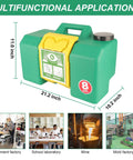 Heavy Duty Eight Gallon Portable Eyewash Station Osha Approved Wall Mount Eye Wash Irrigation Kit For Job Sites, green PE tank with handle.
